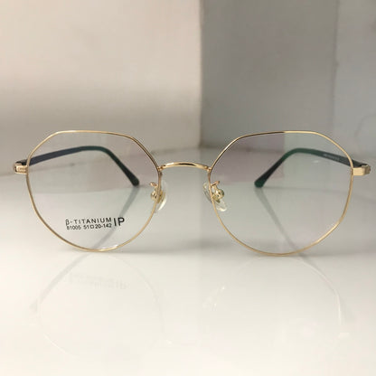 Golden full rim glasses with comfortable temples