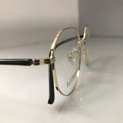 Golden full rim glasses with comfortable temples